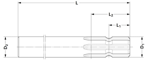 Transmission, Splined stub shaft 500mm1.3/8", Kramp 2