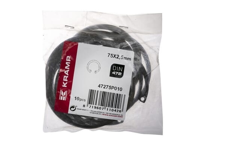 Befæstigelse & tilbehør, Låsering indvendig 75 x 2,50 mm DIN 472, Kramp 3