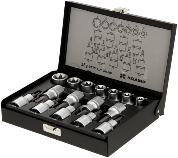 Coffret professionnel de 16 douilles 1/2 torx Kramp - Coffret et accessoire  douille acier - Outils city