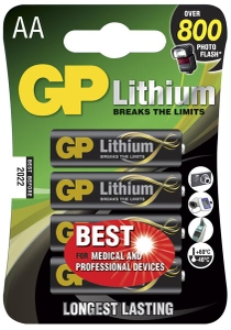 El-artikler, Batteri GP Lithium  4 stk. LR6 / AA GP, GP 1