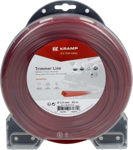 Brushcutter parts, Trimmer line Ø 2.4mm 69m square red Kramp, Kramp 3