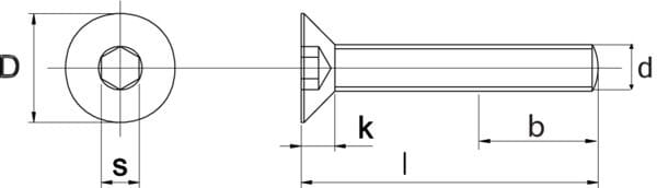 Befæstigelse & tilbehør, Indvendig sekskant undersænket rustfri A2 6 x 16 mm DIN 7991, Kramp 2